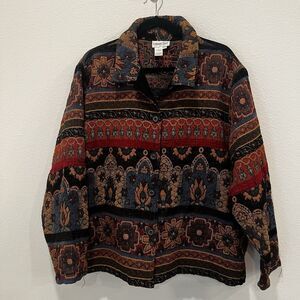 Vtg Coldwater Creek Tapestry Jacket Sz 2XL Western Native Aztec Cottage Boho
